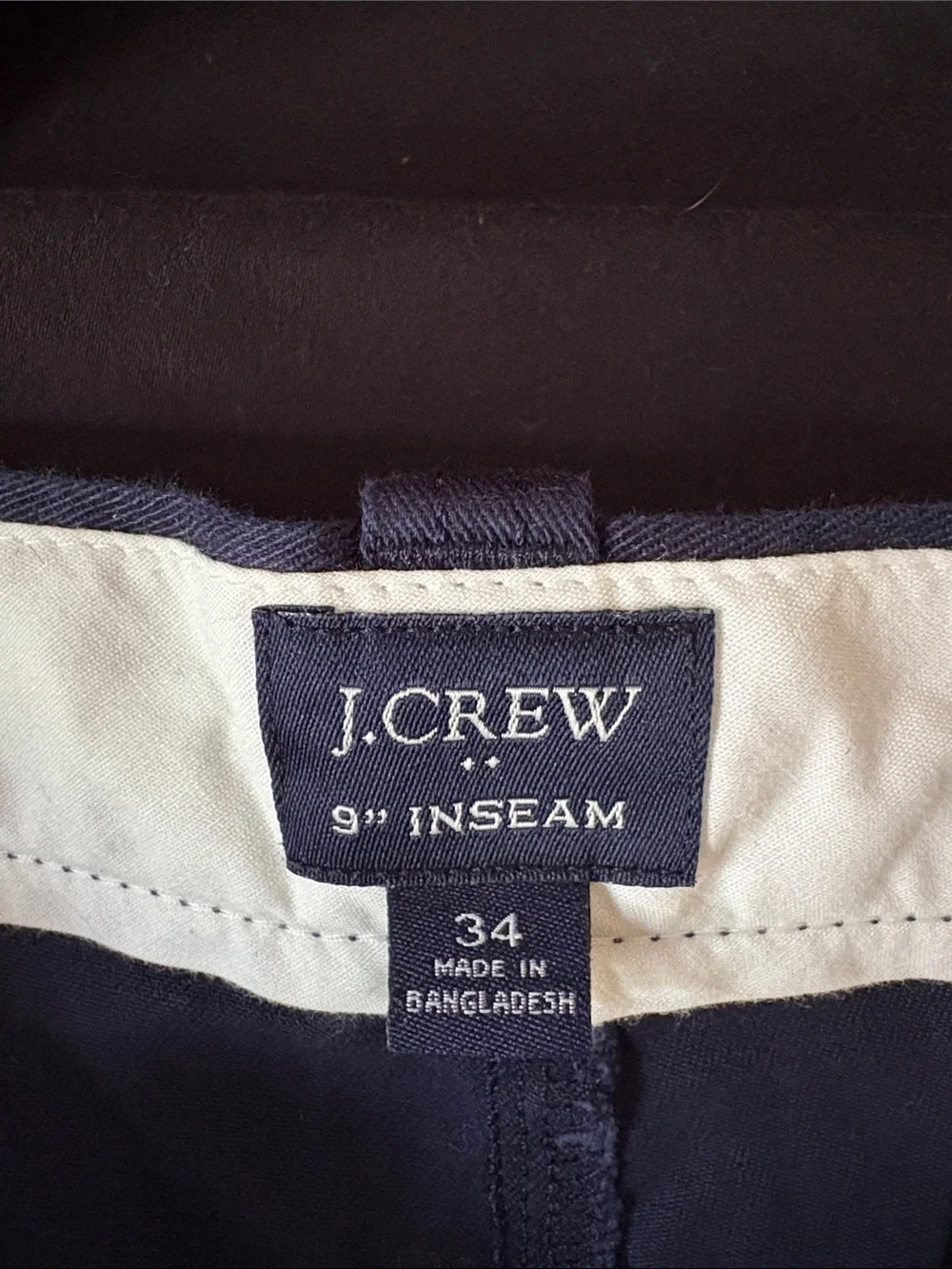 J.Crew Men’s Navy Chino Shorts Size 34 Flat Front 9” Inseam